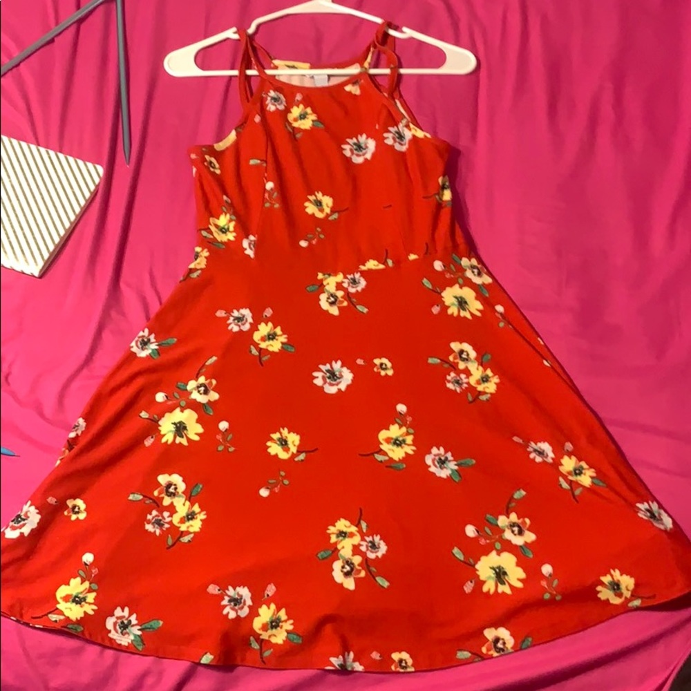 Arizona red flower dress soft texture